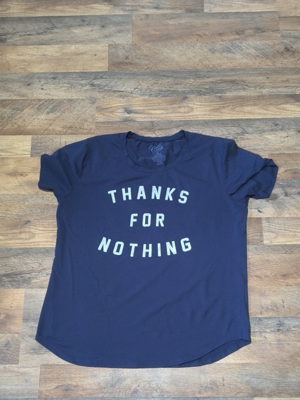 Cold Crush Navy Short-Sleeve Tee with 'Thanks for Nothing' Graphic